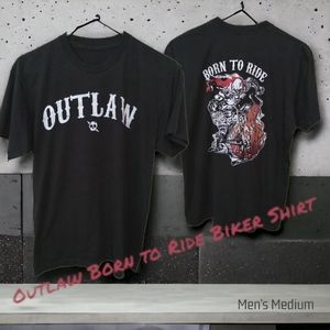 Outlaw Born to Ride Motorcycle Shirt by Cam Bro. Men's Medium. Good condition